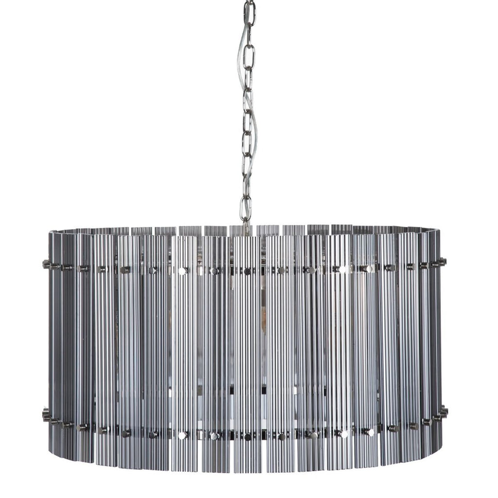 Lámpara de techo plateada de cristal y metal, 76 x 76 x 39 cm
