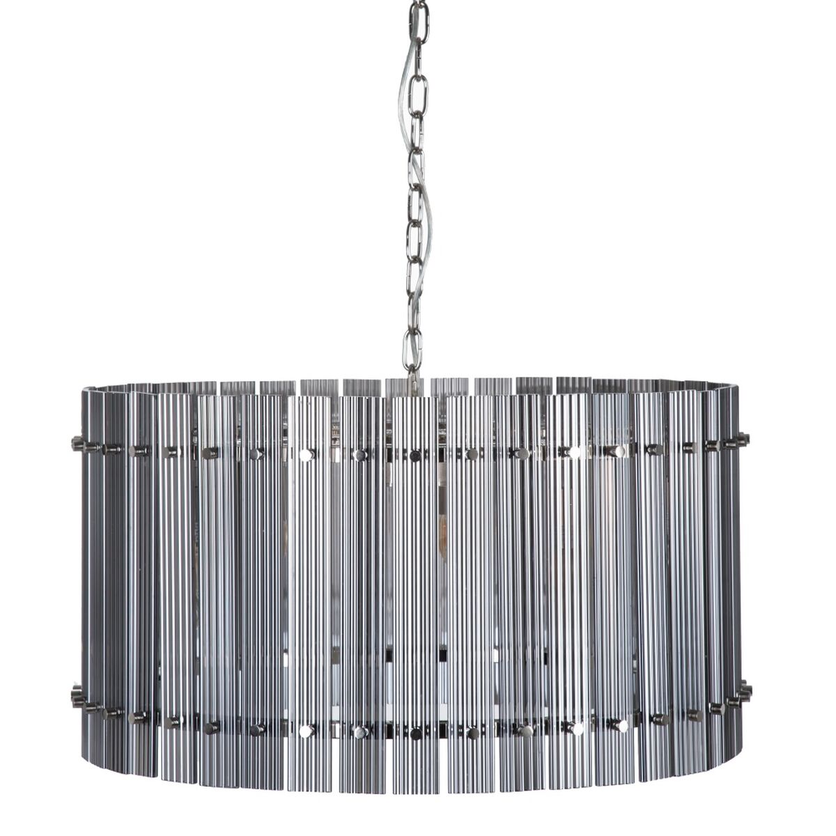 Lámpara de techo plateada de cristal y metal, 76 x 76 x 39 cm