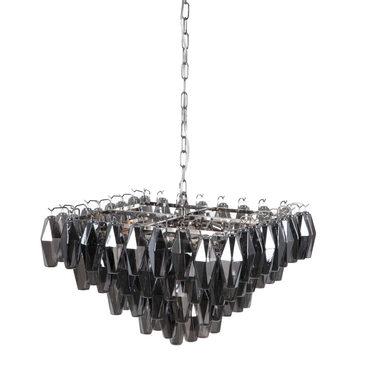 Lámpara de techo plateada de cristal y metal, 58 x 58 x 44 cm