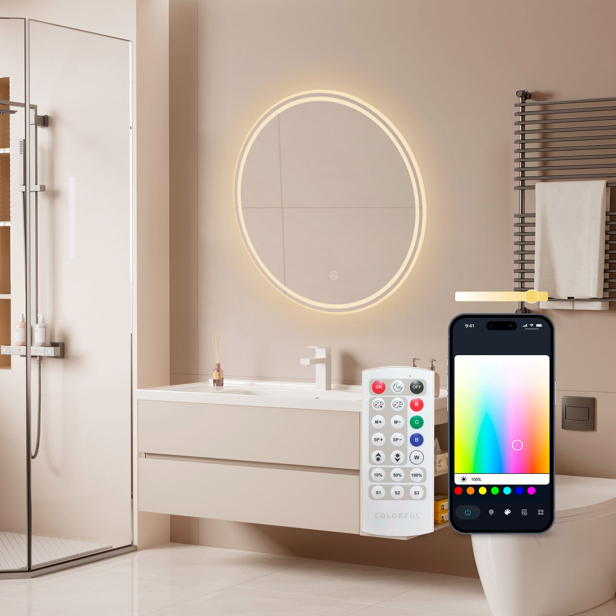 Espejo de baño redondo con luz LED, Ø 70 cm — imagen 4
