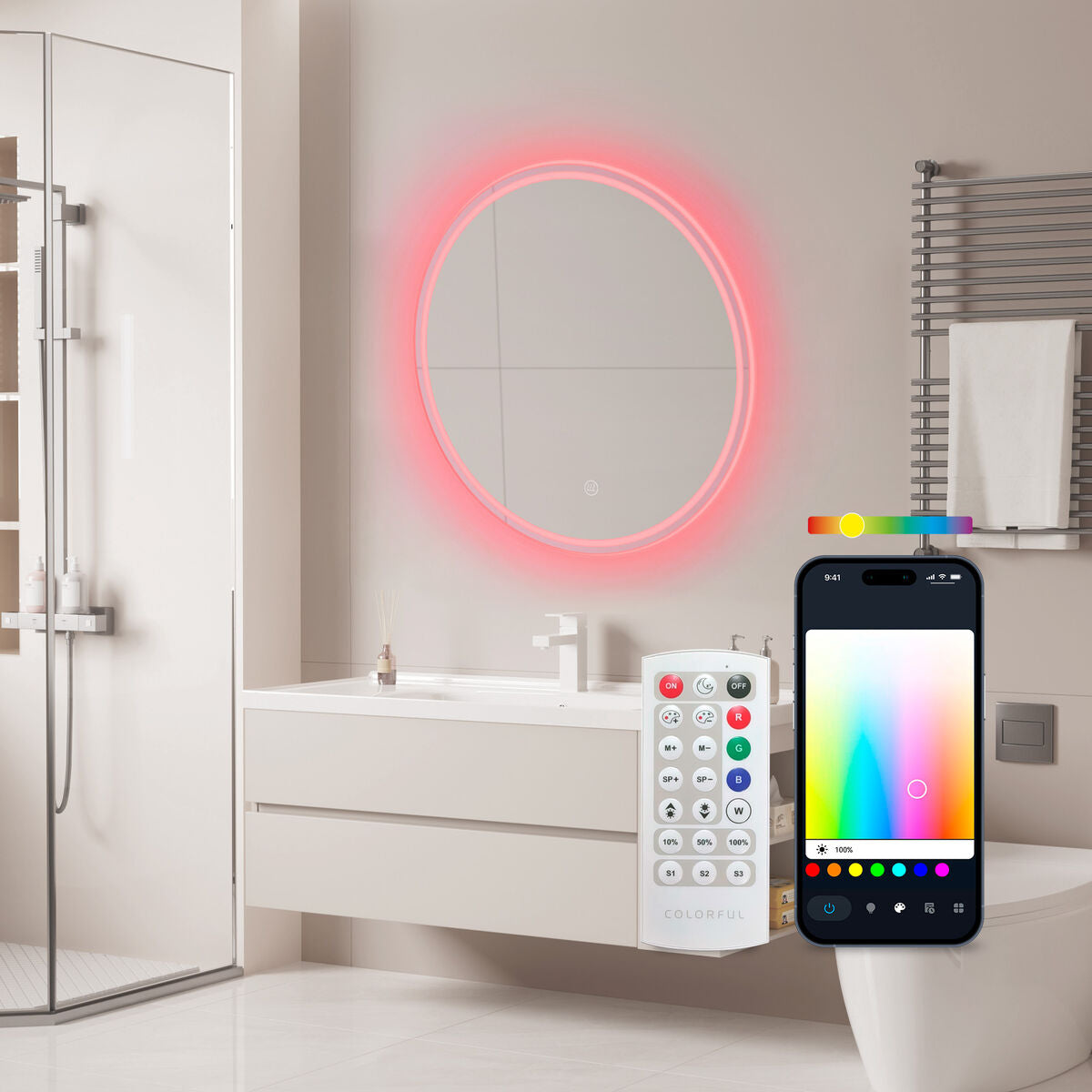 Espejo de baño redondo con luz LED, Ø 70 cm — imagen 5