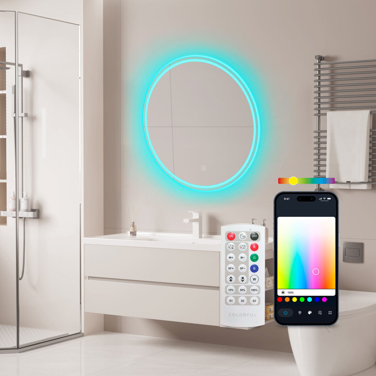 Espejo de baño redondo con luz LED, Ø 70 cm — imagen 6