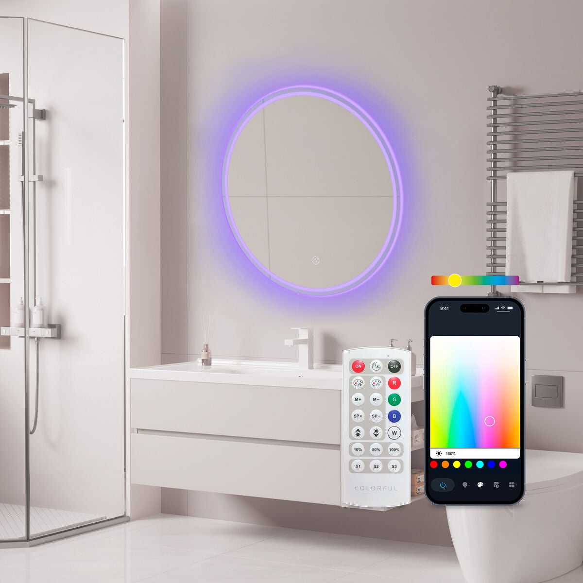 Espejo de baño redondo con luz LED, Ø 70 cm — imagen 7