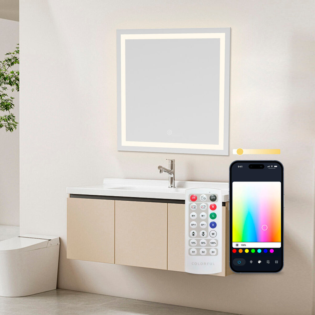 Espejo de baño LED con altavoz y mando, 36 W — imagen 3