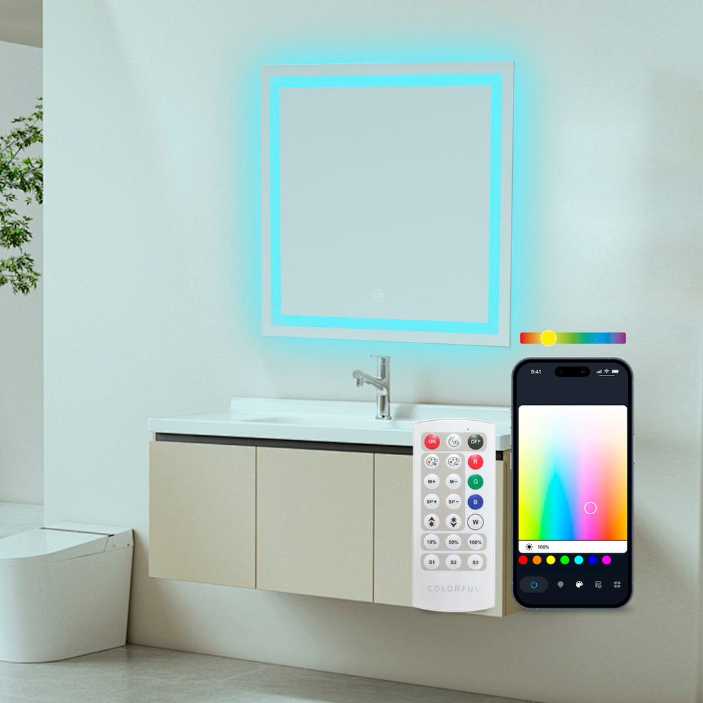 Espejo de baño LED con altavoz y mando, 36 W — imagen 6