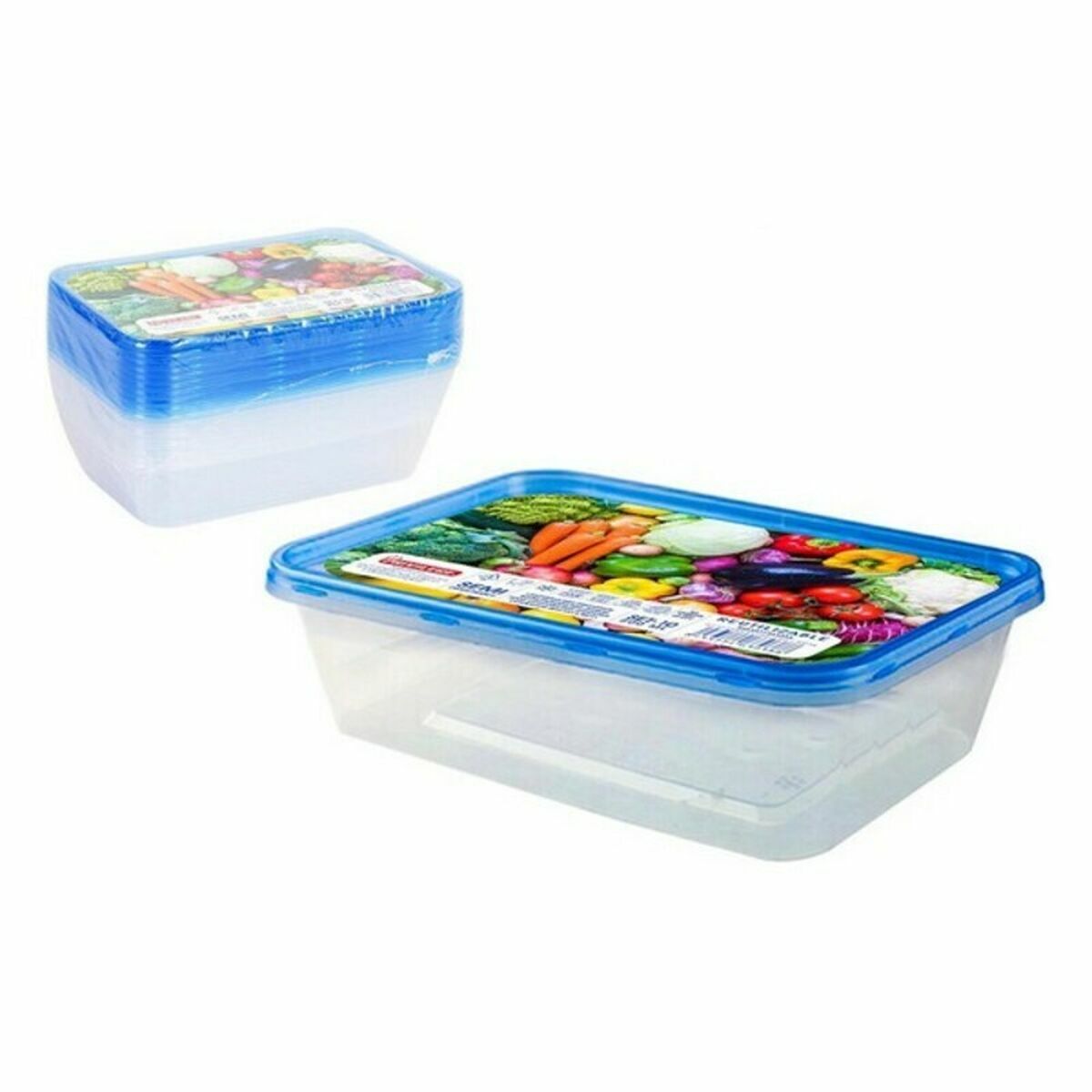 Set de 10 fiambreras rectangulares de 500 ml (24 unidades)