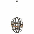 Lámpara de techo gris, madera y hierro, 53 x 150 x 53 cm