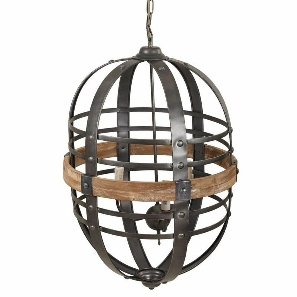 Lámpara de techo gris, madera y hierro, 53 x 150 x 53 cm — imagen 2
