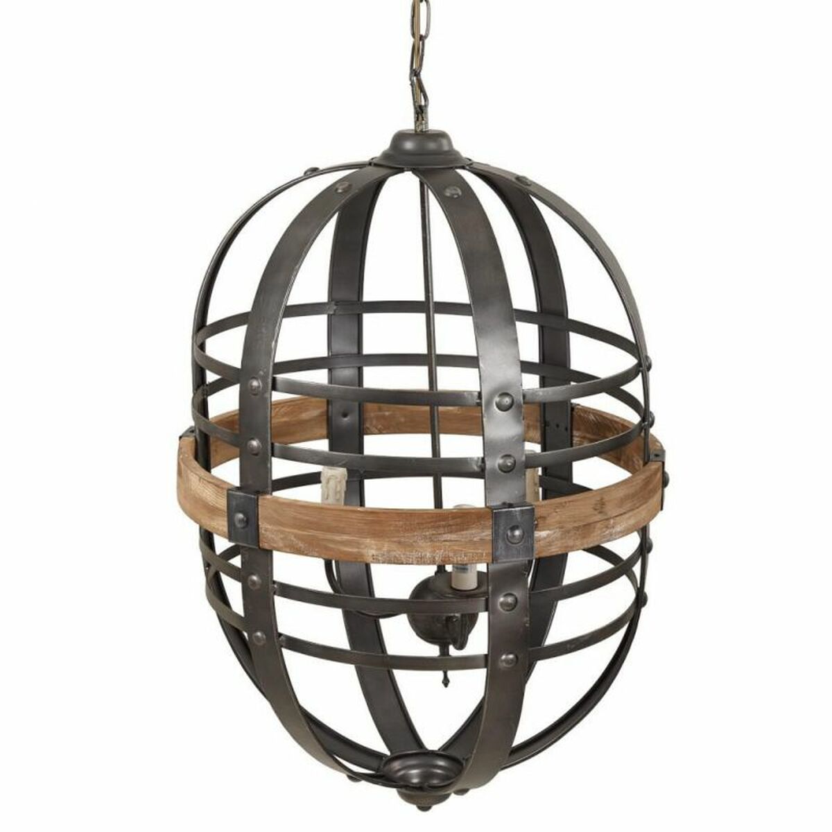 Lámpara de techo gris, madera y hierro, 53 x 150 x 53 cm — imagen 2