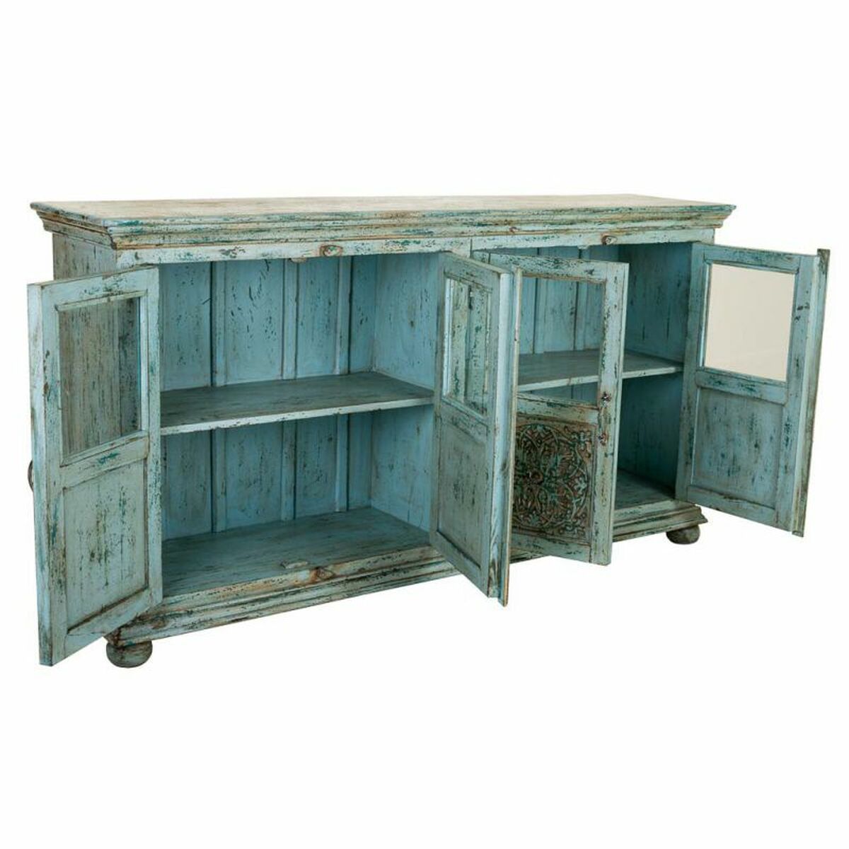 Aparador de madera de mango en azul, estilo artesanal, 170 cm — imagen 4