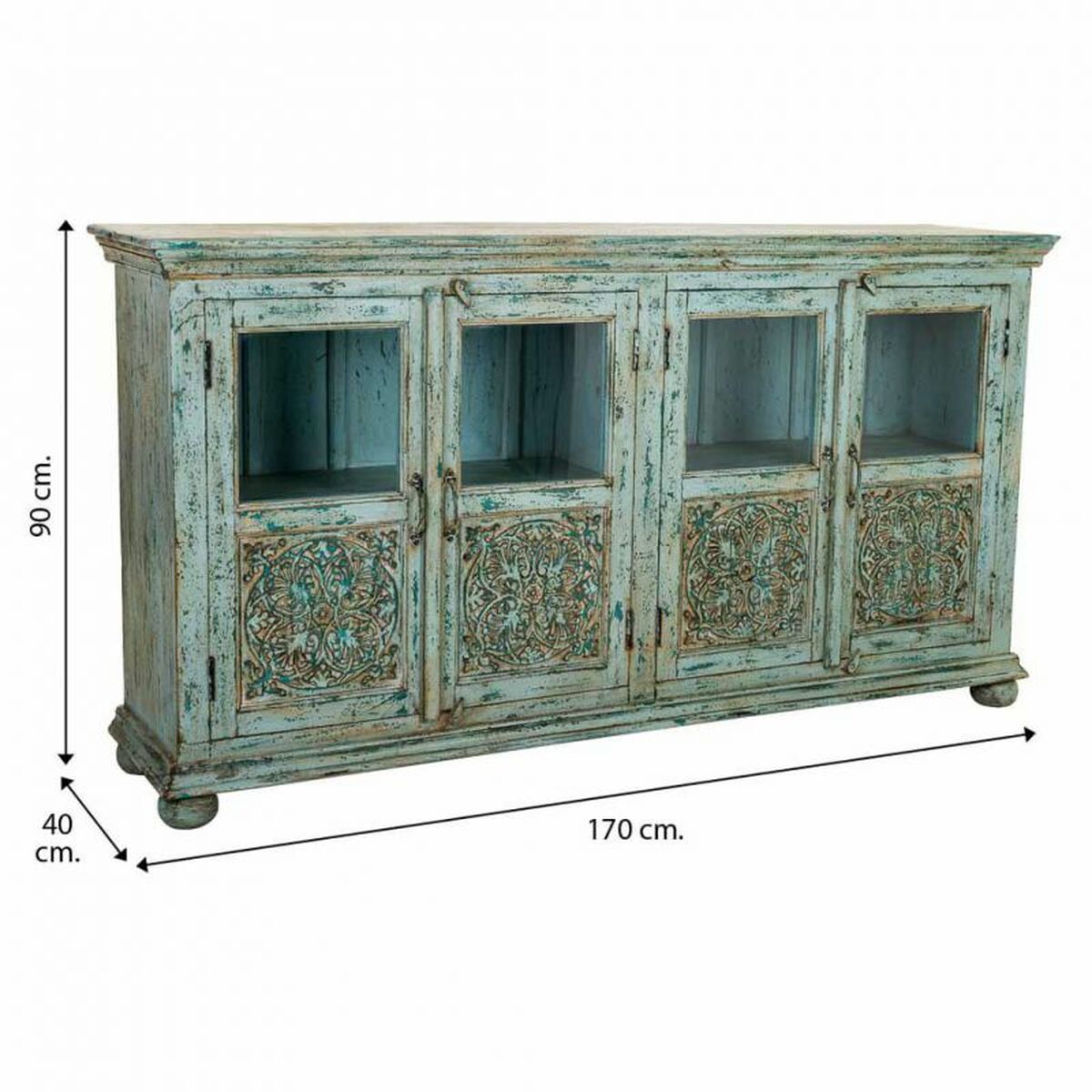 Aparador de madera de mango en azul, estilo artesanal, 170 cm — imagen 6