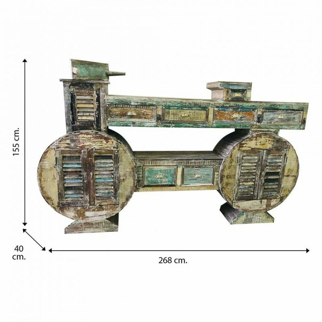 Aparador verde de madera reciclada, estilo artesanal, 268 cm — imagen 4