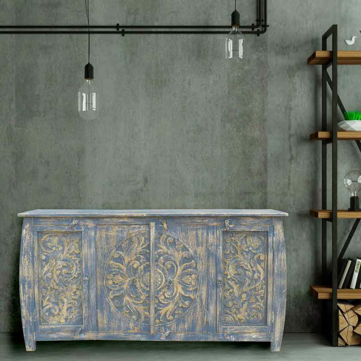 Aparador artesanal de madera de mango, 165 cm — imagen 2