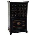 Aparador artesanal negro de madera de olmo, 32 x 98 x 55 cm
