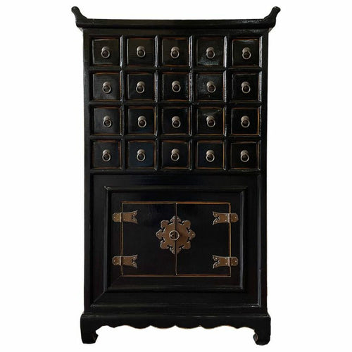 Aparador artesanal negro de madera de olmo, 32 x 98 x 55 cm — imagen 2