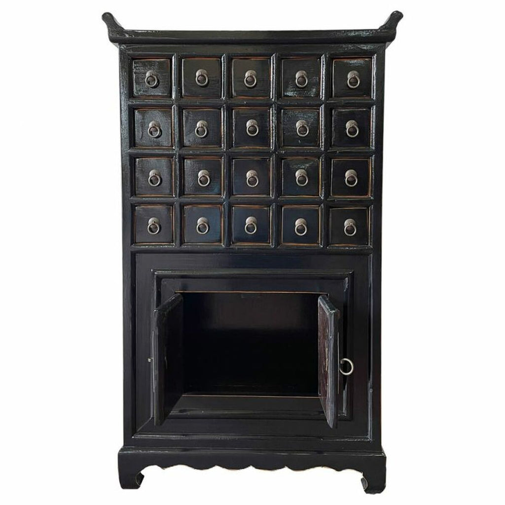 Aparador artesanal negro de madera de olmo, 32 x 98 x 55 cm — imagen 3