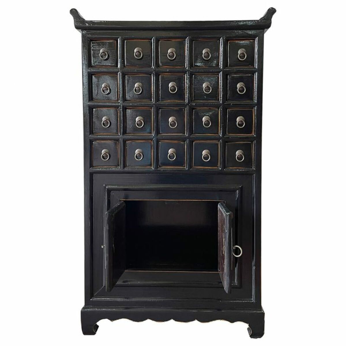 Aparador artesanal negro de madera de olmo, 32 x 98 x 55 cm — imagen 3