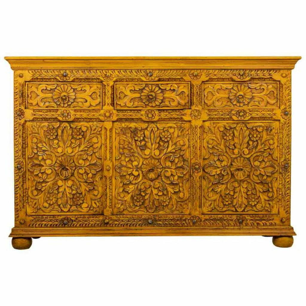 Aparador artesanal de hierro y madera de mango, amarillo — imagen 4