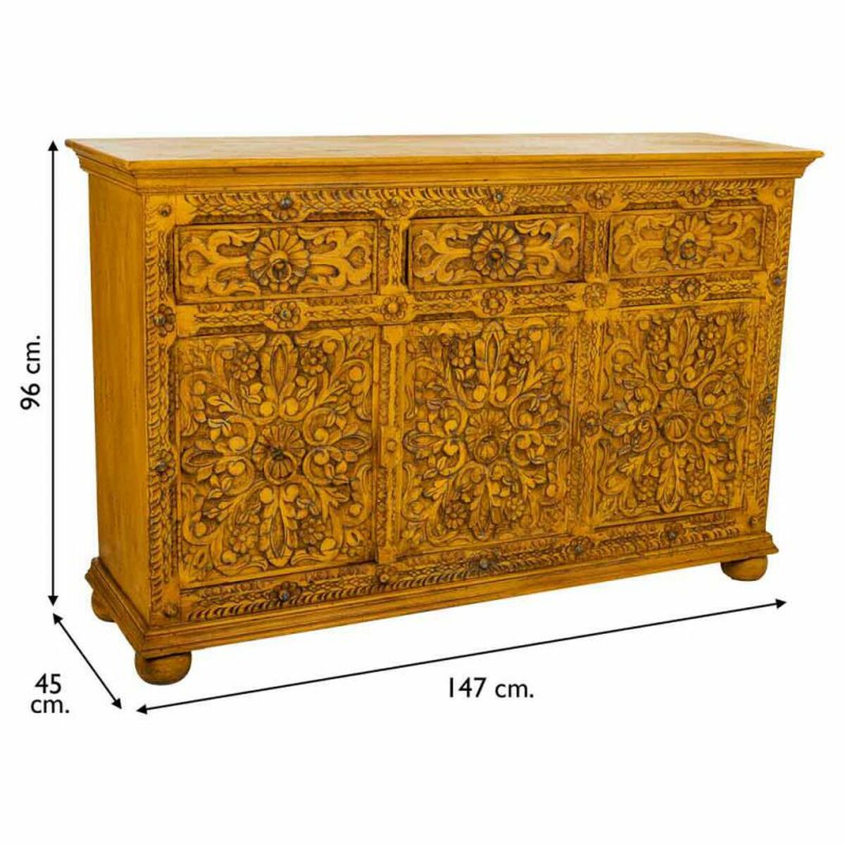 Aparador artesanal de hierro y madera de mango, amarillo — imagen 5
