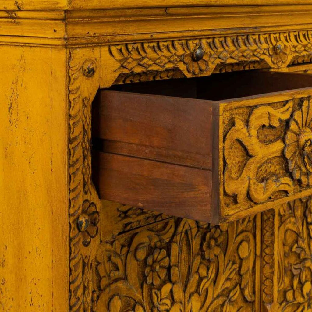 Aparador artesanal de hierro y madera de mango, amarillo — imagen 7