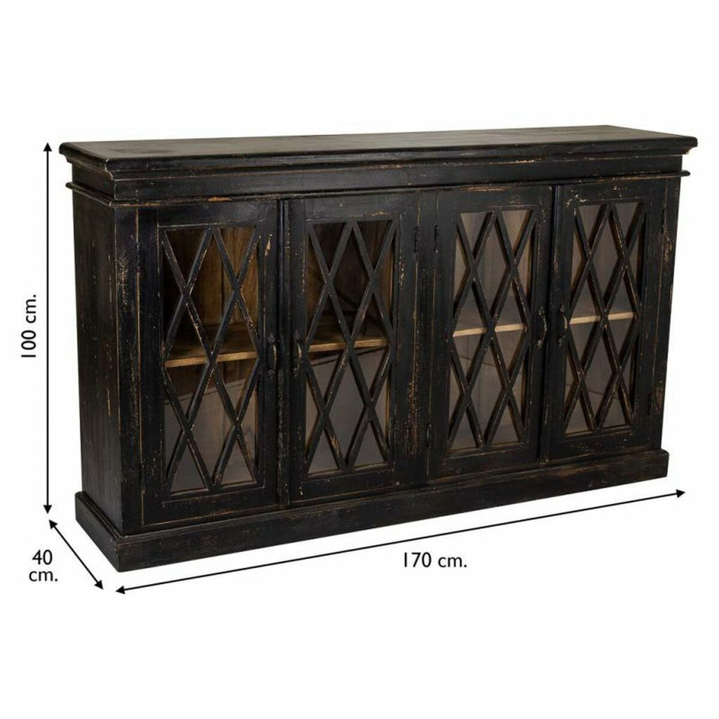 Aparador de madera de mango, vidrio y hierro, negro — imagen 5