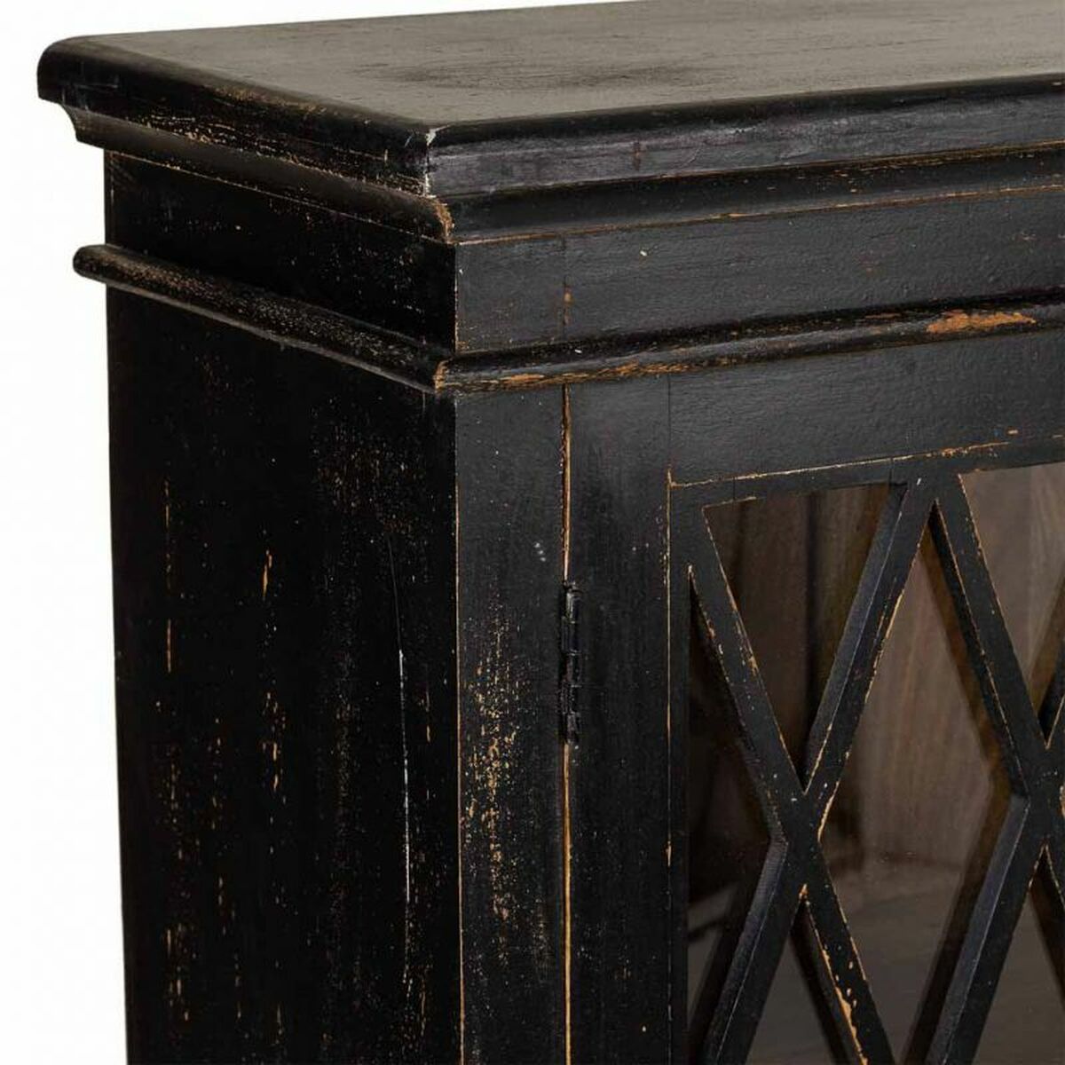 Aparador de madera de mango, vidrio y hierro, negro — imagen 7