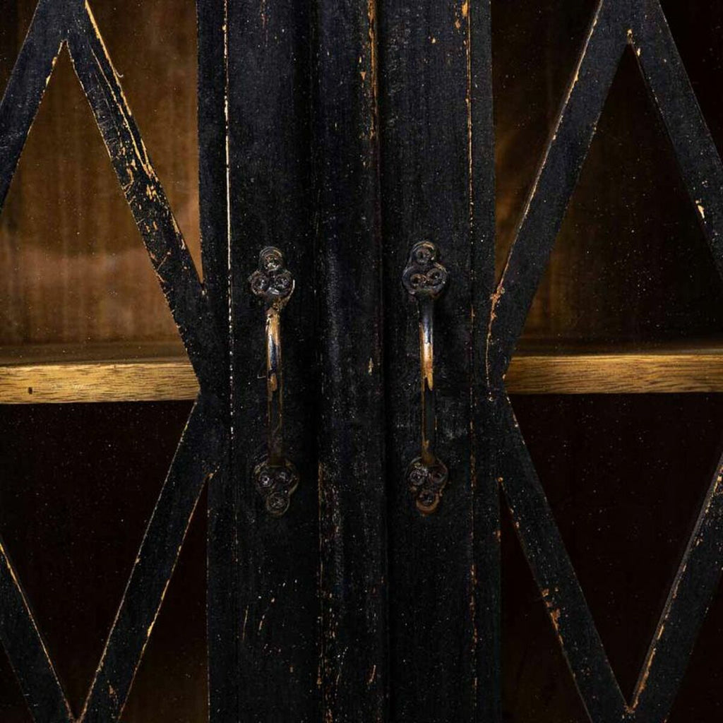 Aparador de madera de mango, vidrio y hierro, negro — imagen 8