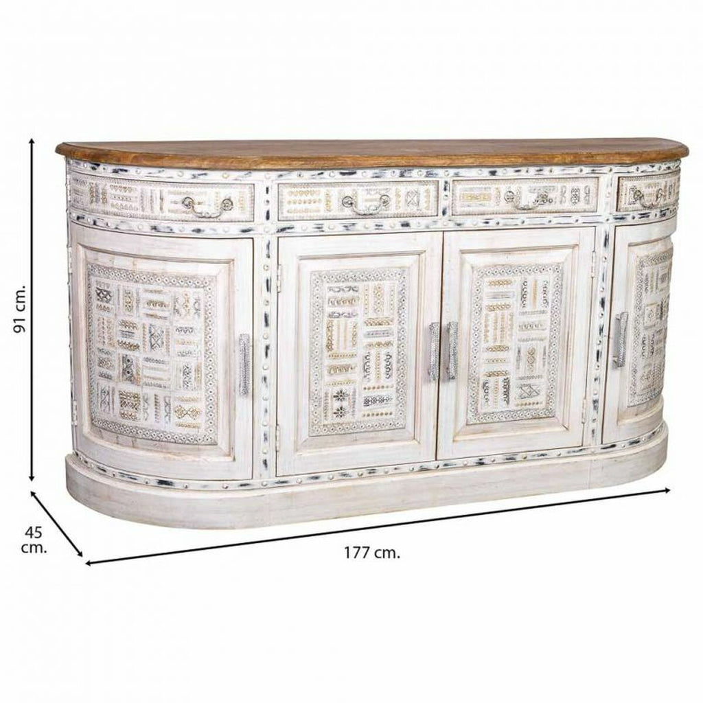 Aparador artesanal blanco y marrón de latón y madera, 45 x 177 x 91 cm — imagen 3