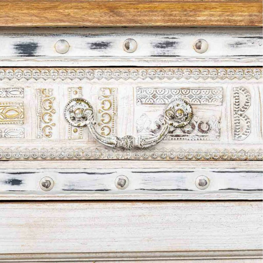 Aparador artesanal blanco y marrón de latón y madera, 45 x 177 x 91 cm — imagen 8