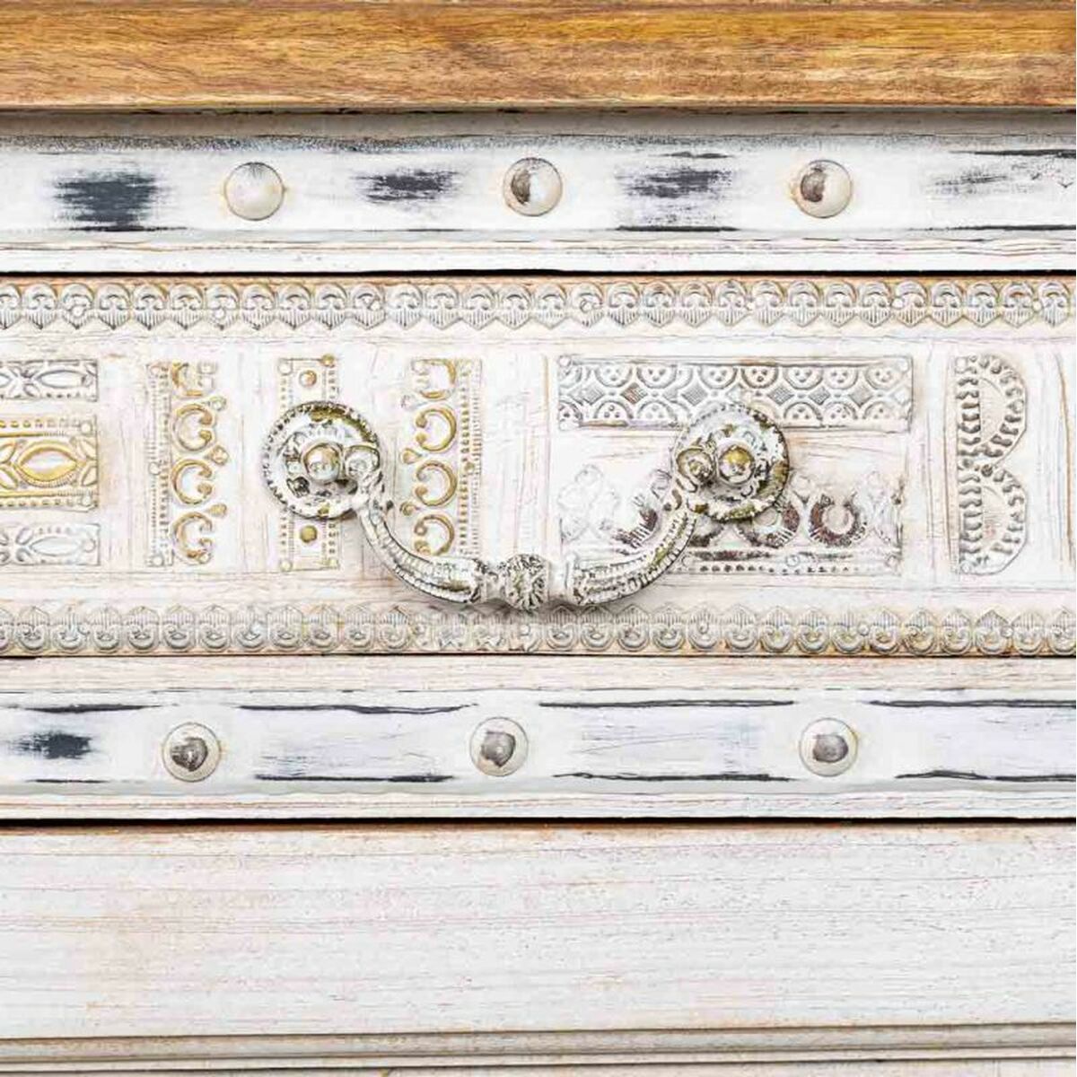 Aparador artesanal blanco y marrón de latón y madera, 45 x 177 x 91 cm — imagen 8