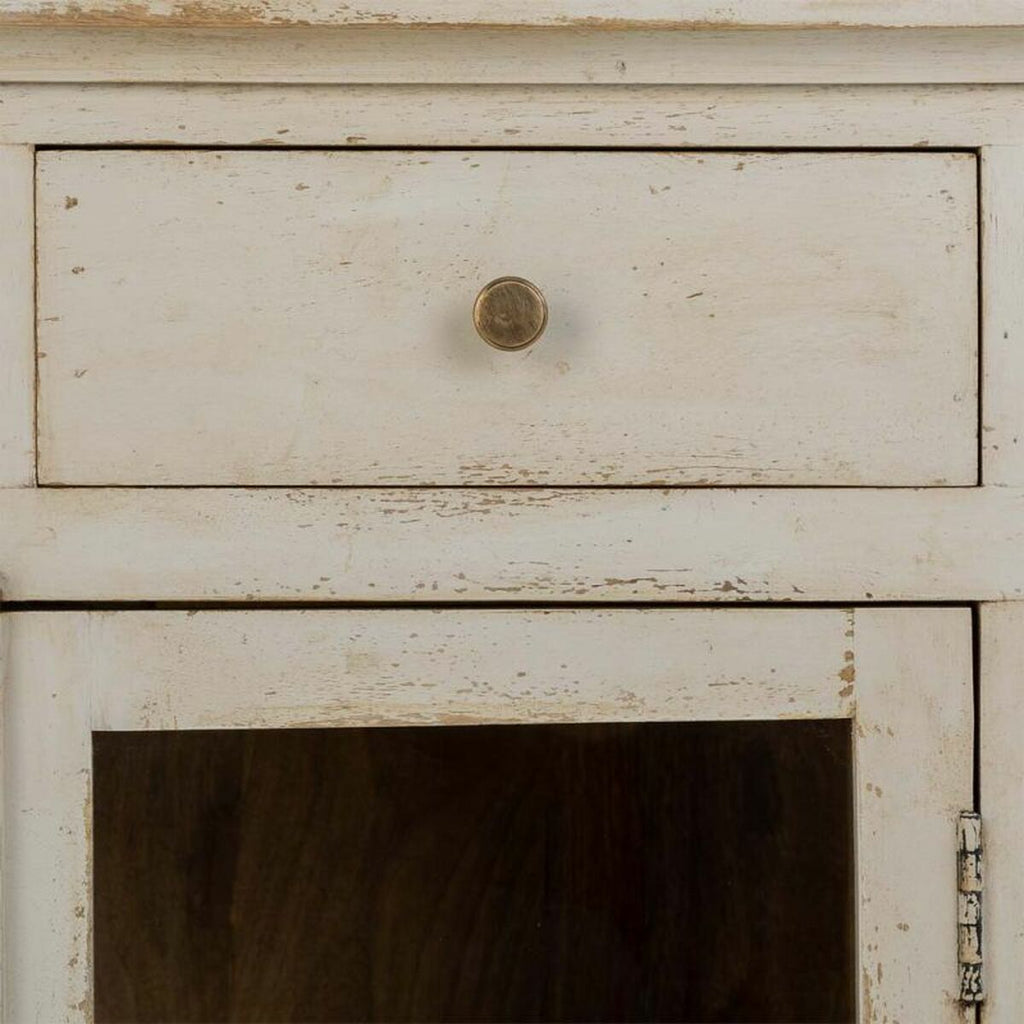 Aparador de madera y vidrio en blanco, estilo artesanal, 160 cm — imagen 7