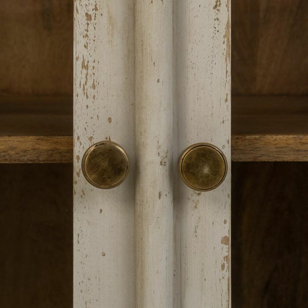 Aparador de madera y vidrio en blanco, estilo artesanal, 160 cm — imagen 8