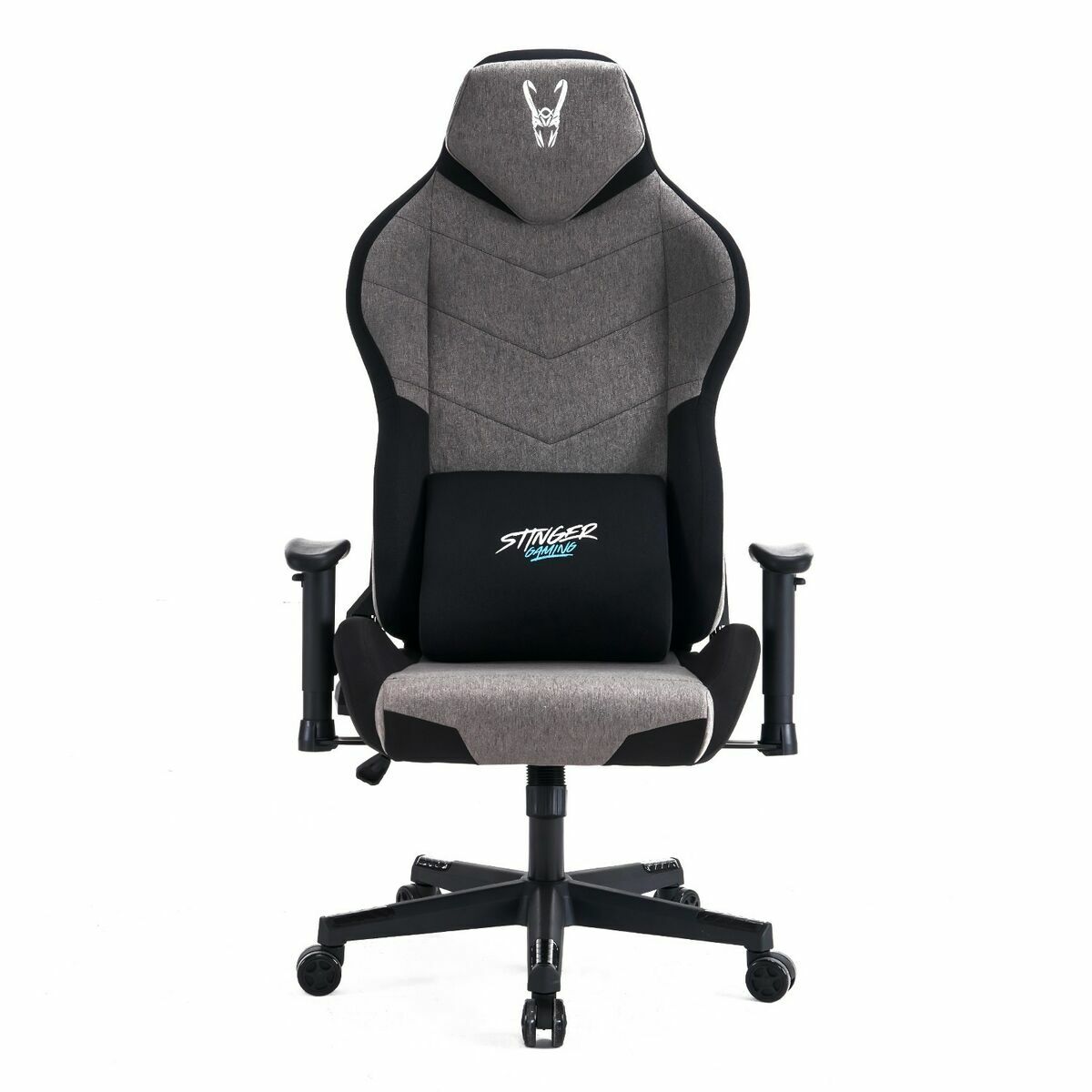 Silla gaming grande negra y gris, 5 ruedas