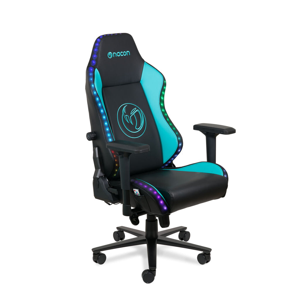Silla gaming ajustable con LED, negro y verde — imagen 4