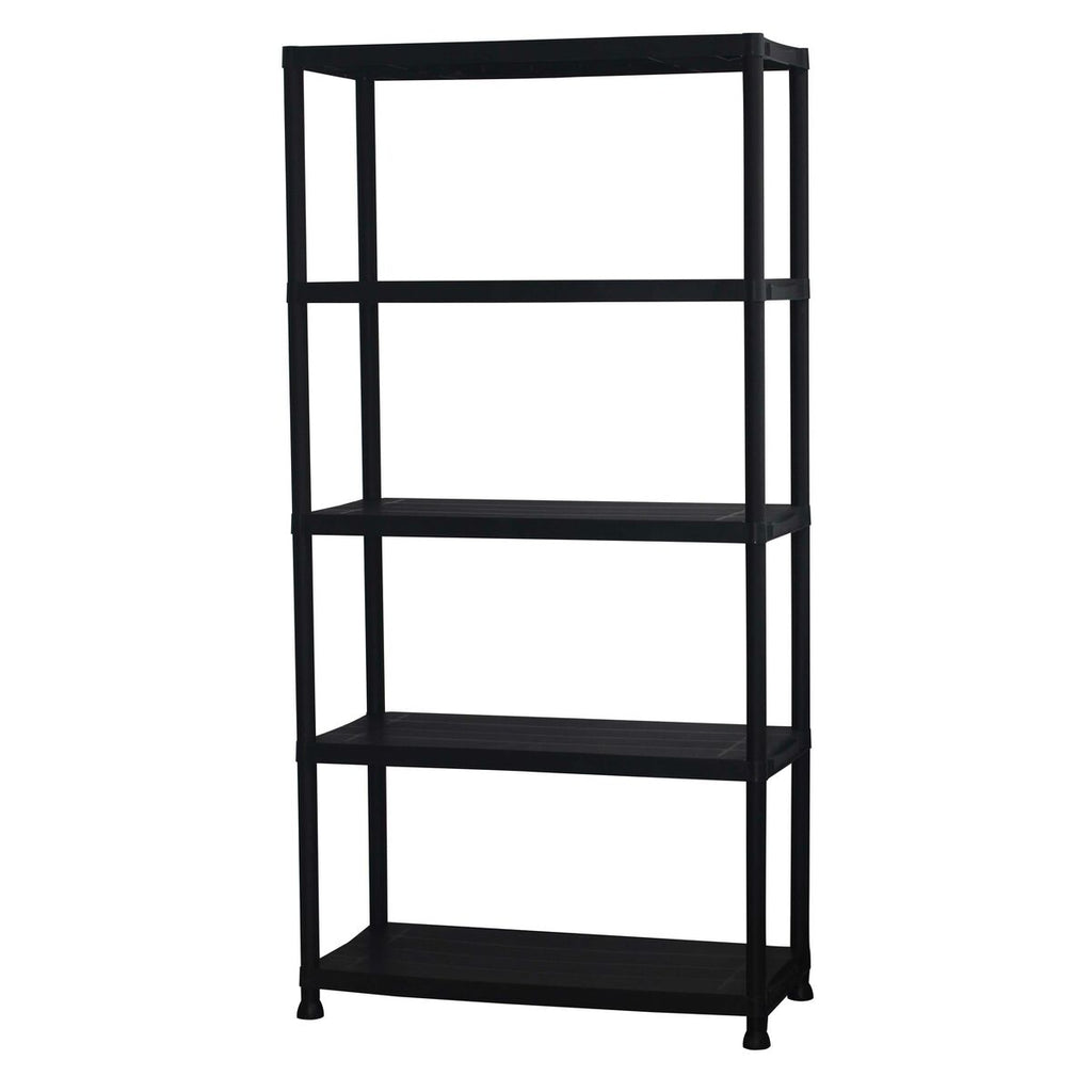 Estantería de plástico negro con 5 baldas, interior y exterior
