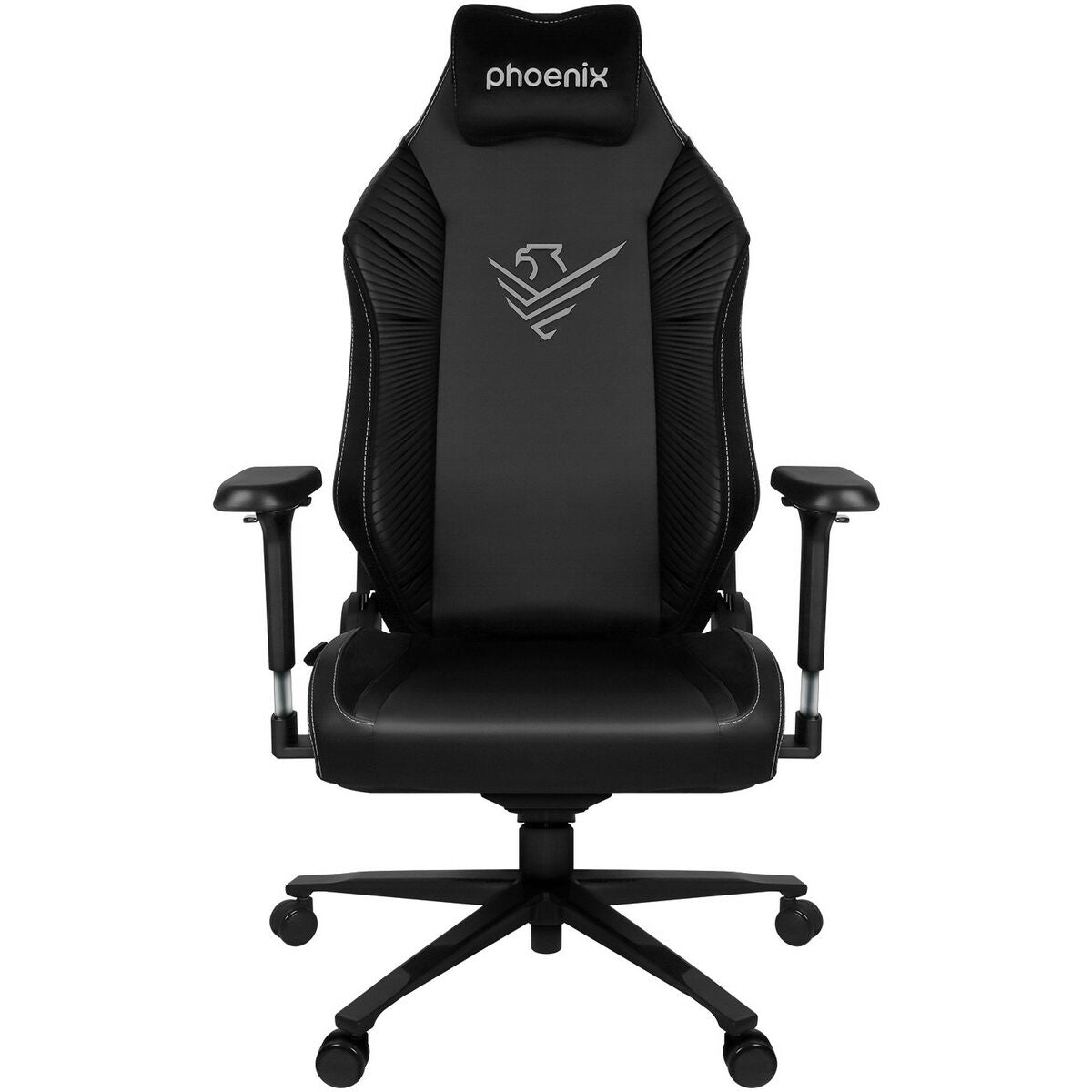 Silla gaming con reposabrazos y ruedas, negra