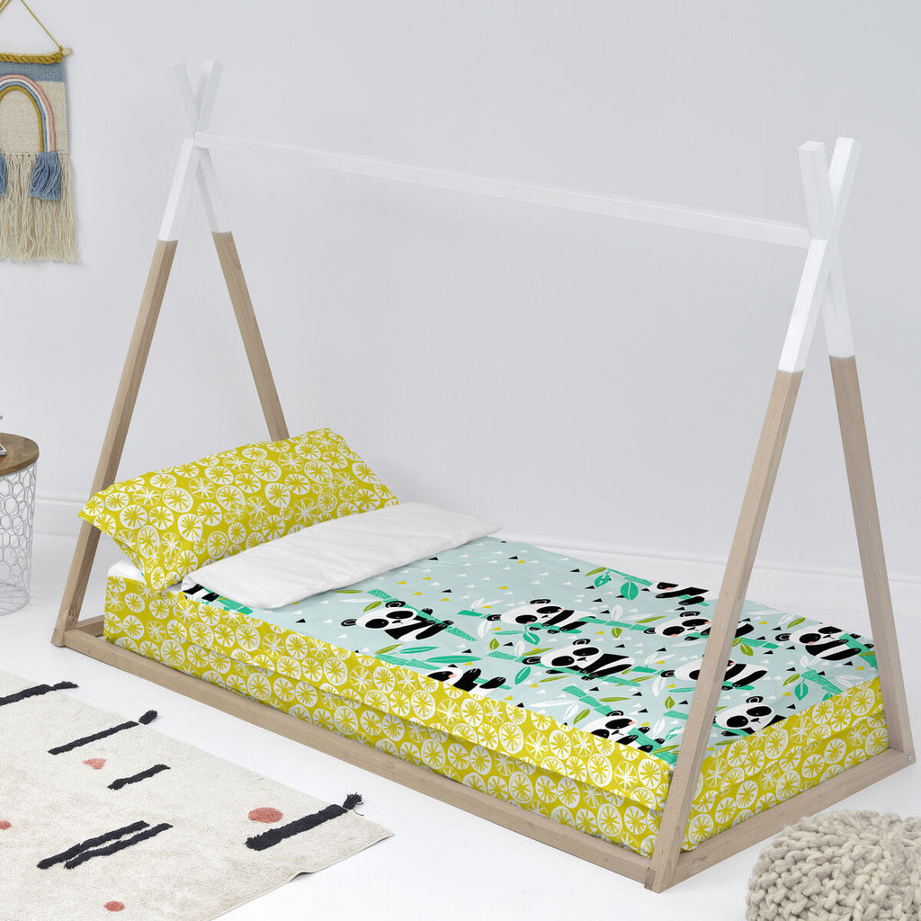 Saco nórdico infantil de algodón, estampado Panda azul, 90 x 200 cm — imagen 2