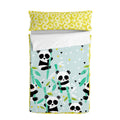 Saco nórdico infantil de algodón, estampado Panda azul, 90 x 200 cm