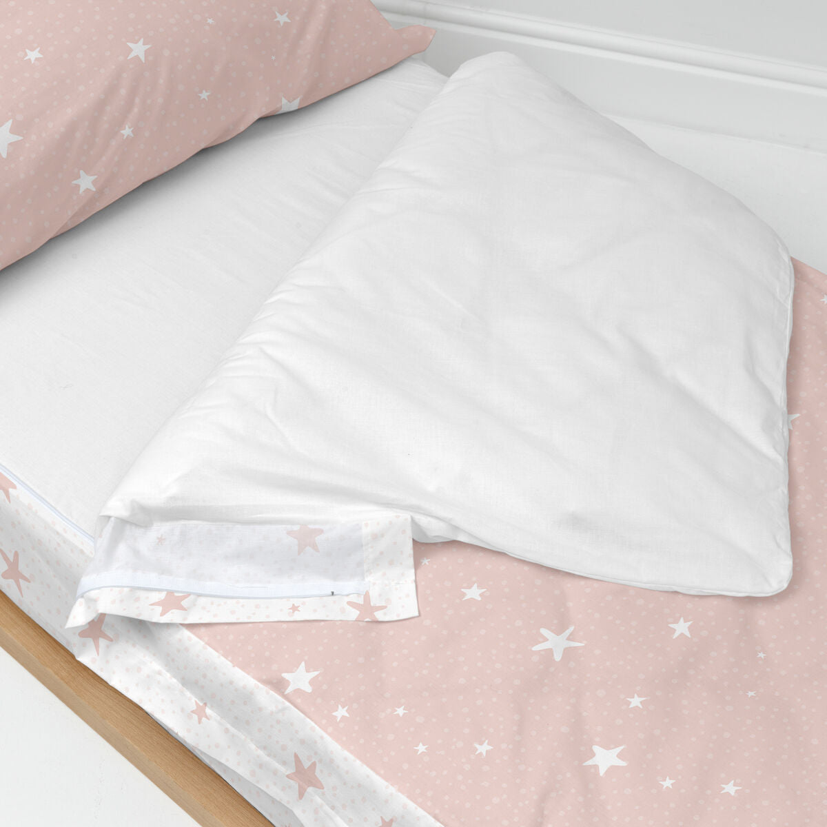 Saco nórdico infantil de algodón, estampado Little Star, rosa — imagen 3