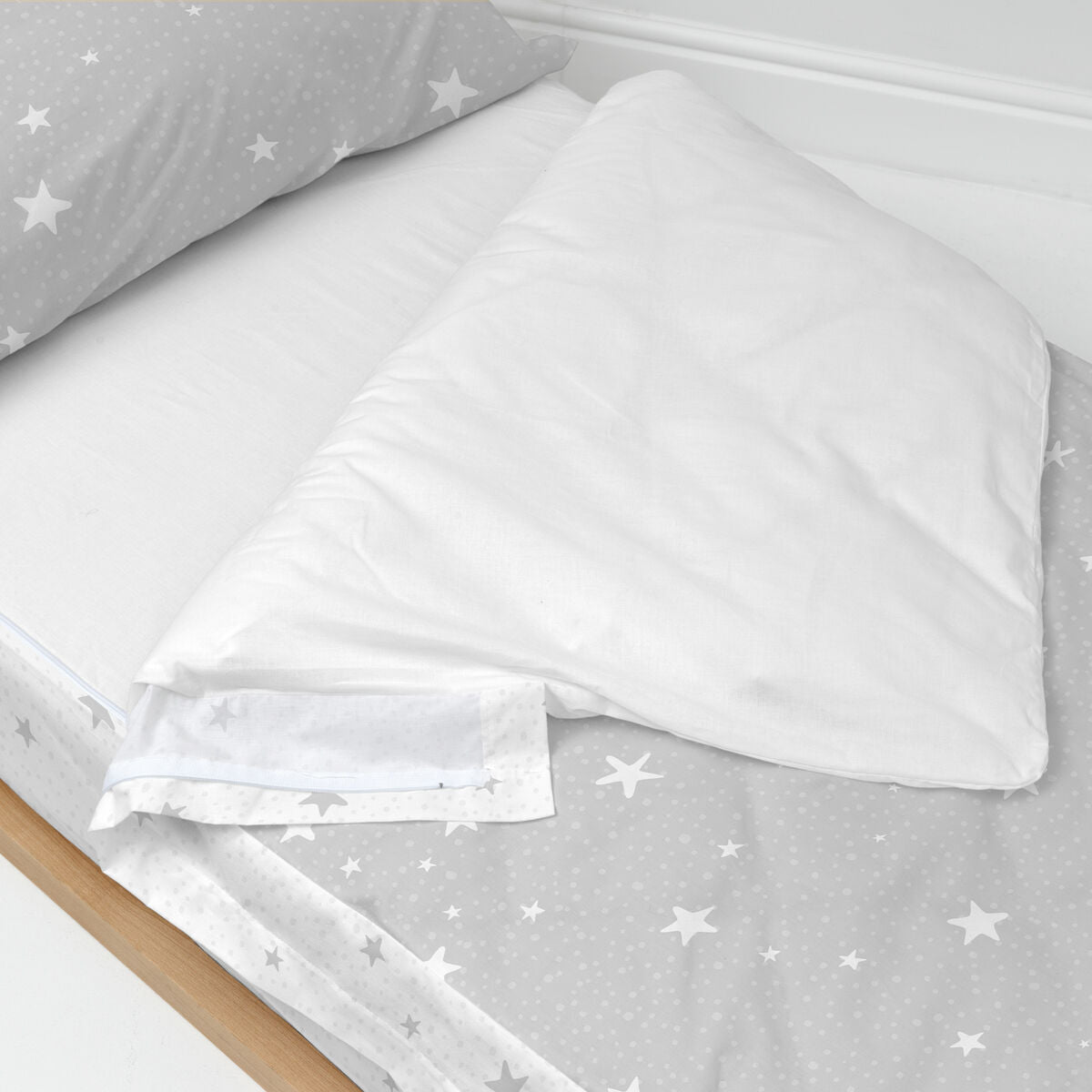 Saco nórdico de algodón gris, cama de 90 — imagen 3