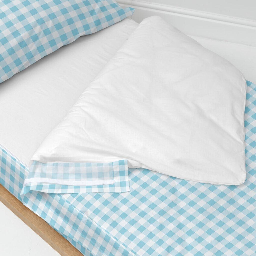 Saco nórdico con relleno de algodón azul Vichy, cama de 105 — imagen 3