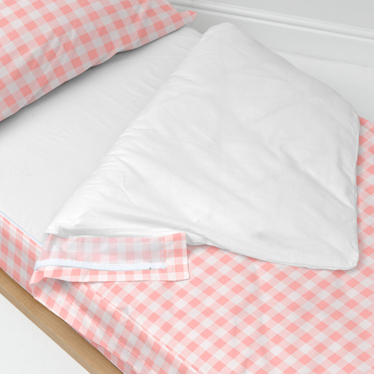 Saco nórdico infantil sin relleno rosa de vichy, 105 x 200 cm — imagen 3