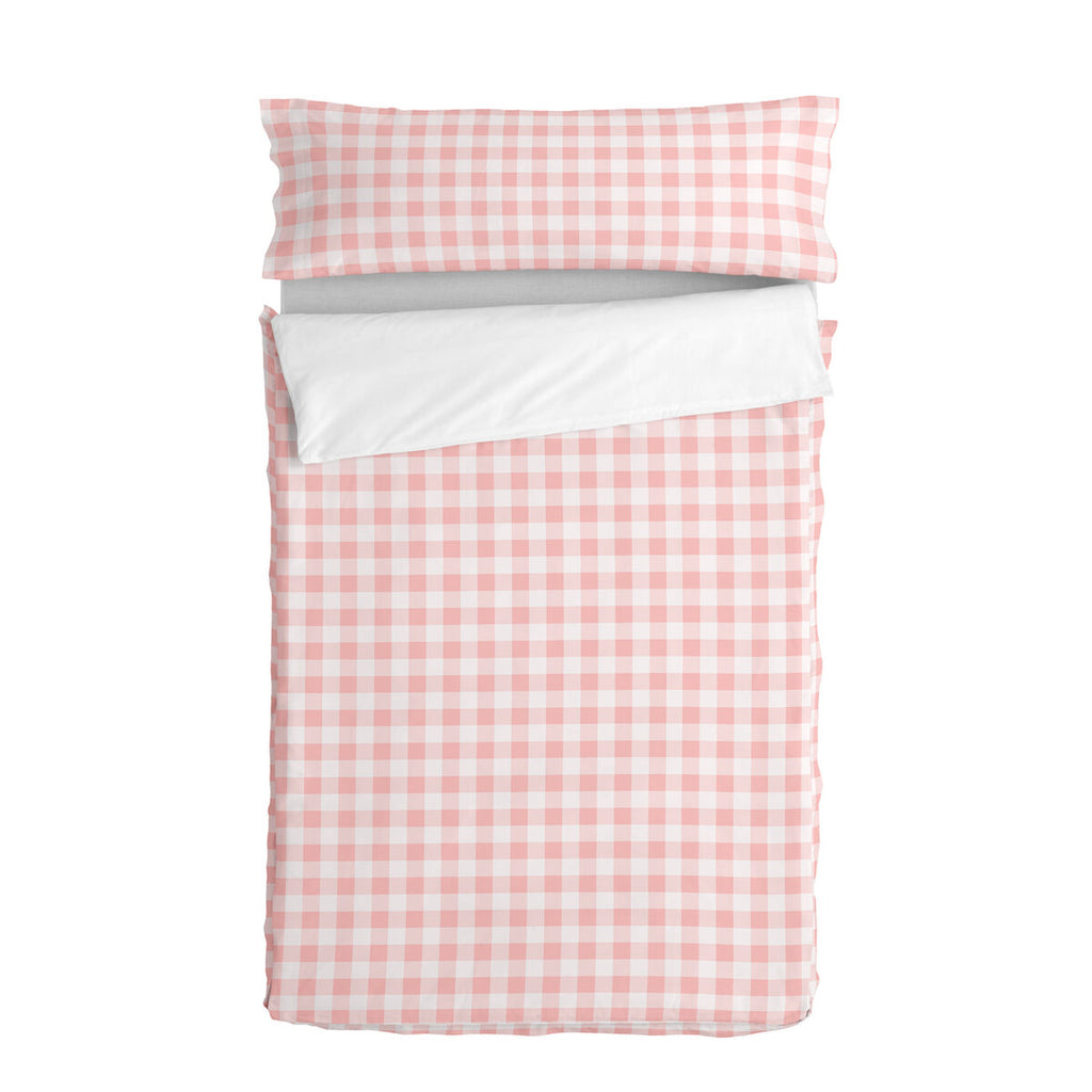 Saco nórdico infantil sin relleno rosa de vichy, 105 x 200 cm