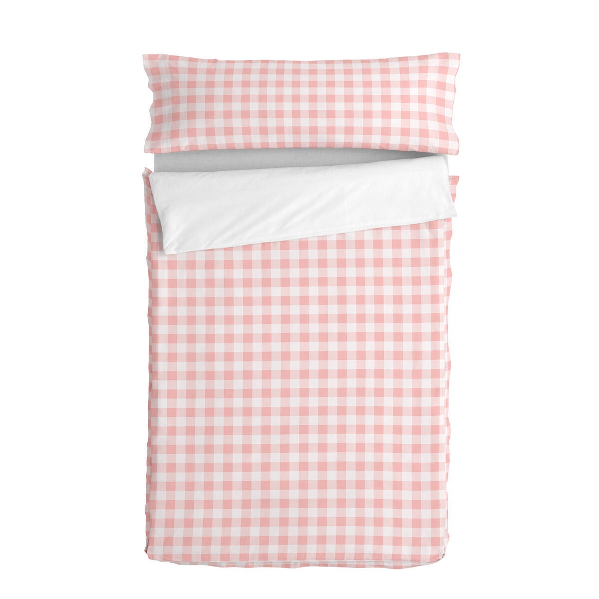 Saco nórdico infantil de algodón, estampado Vichy, rosa