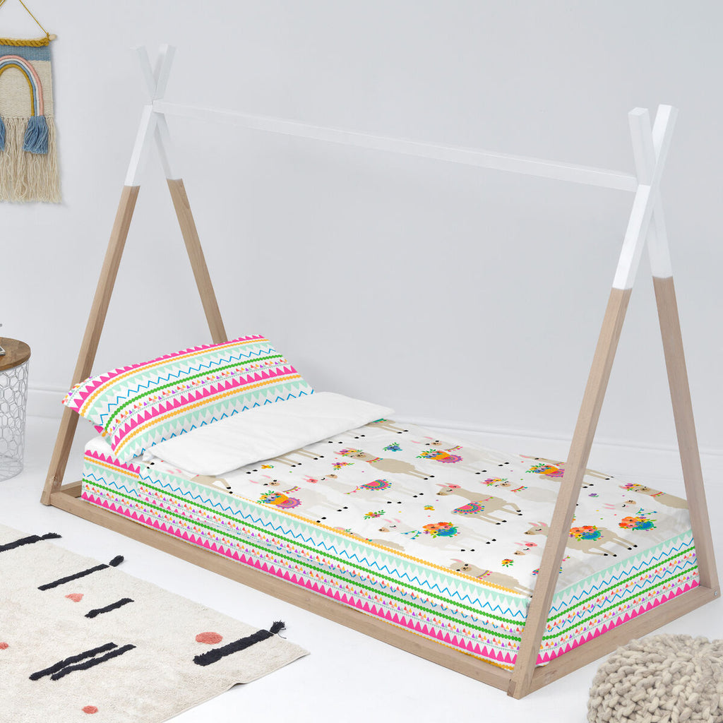Saco nórdico de algodón con estampado de llamas, 90 x 200 cm — imagen 2