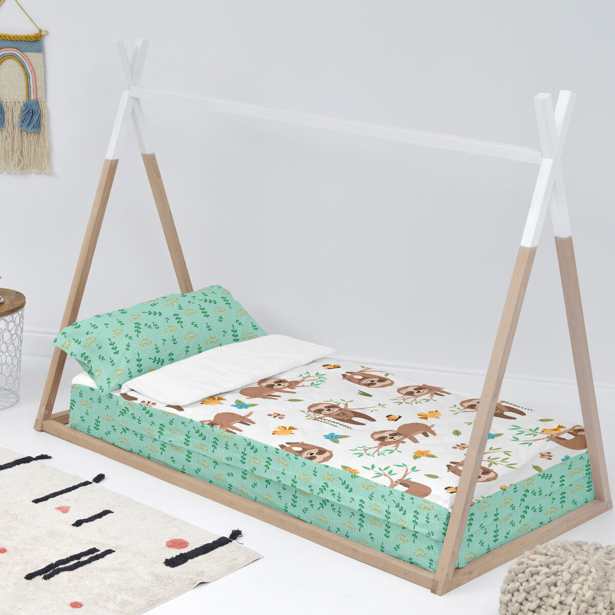 Saco nórdico infantil de algodón, estampado Sloth, 90 x 200 cm — imagen 2