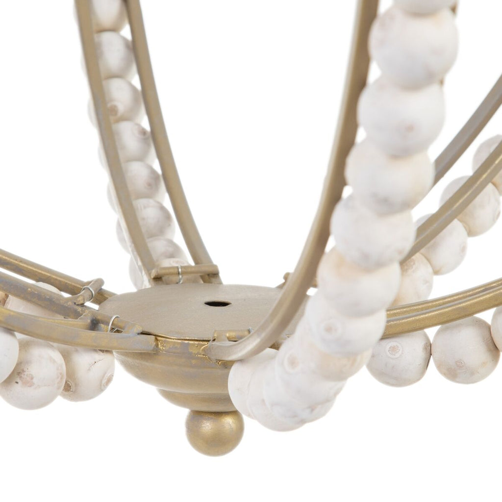 Lámpara de techo de madera y metal con cuentas, 54 cm, blanco — imagen 3