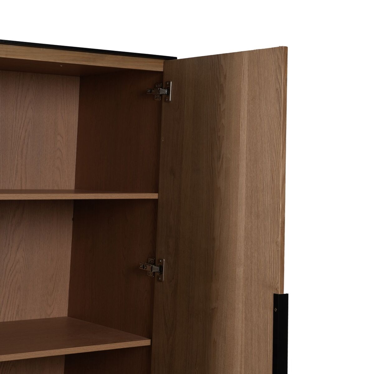 Aparador alto de hierro y madera MDF, negro y natural, 203 cm — imagen 5