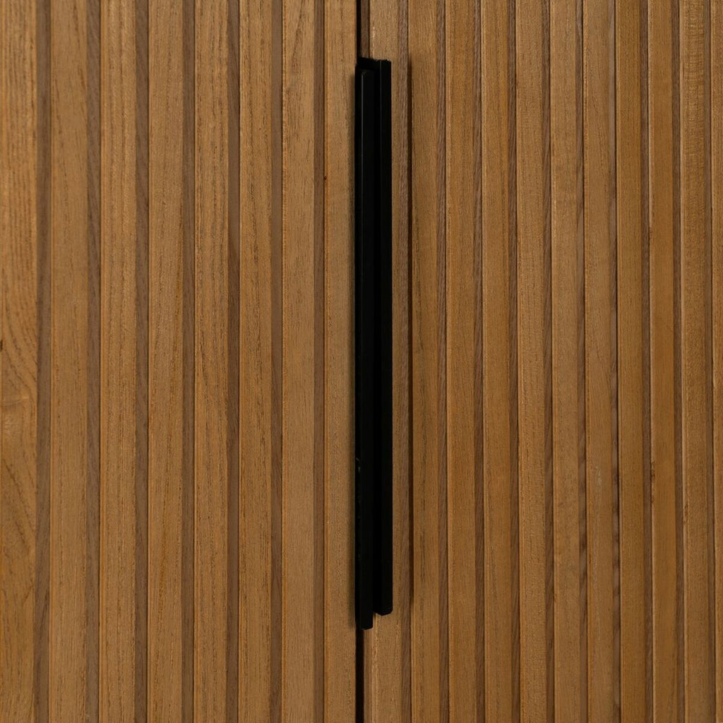 Aparador alto de hierro y madera MDF, negro y natural, 203 cm — imagen 9