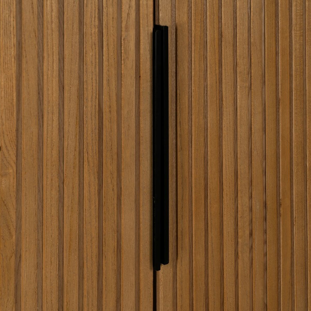 Aparador alto de hierro y madera MDF, negro y natural, 203 cm — imagen 9